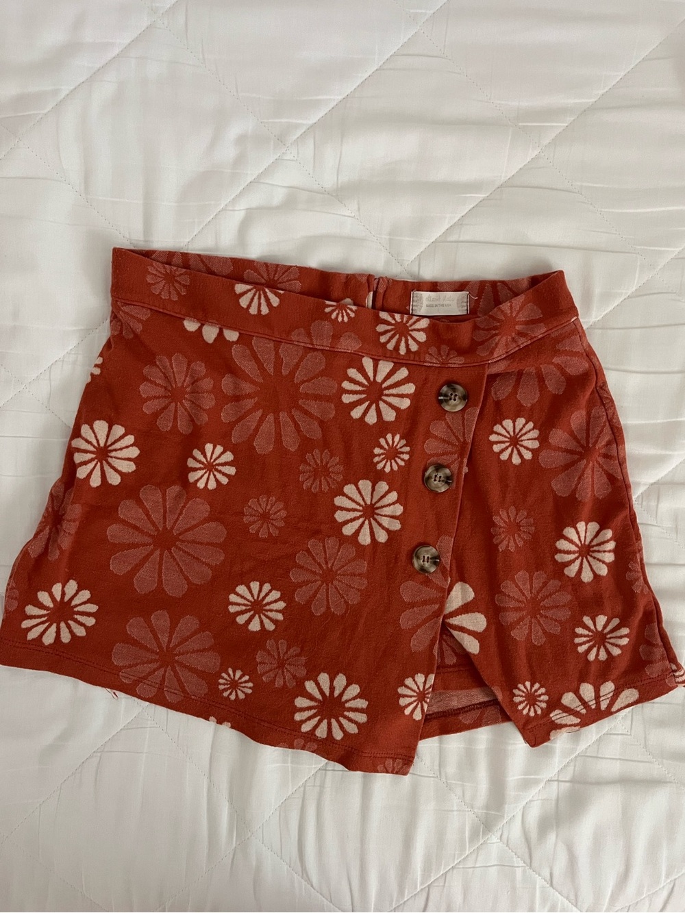 Altar'd State Rust Floral Button Knit Skort with Zipper